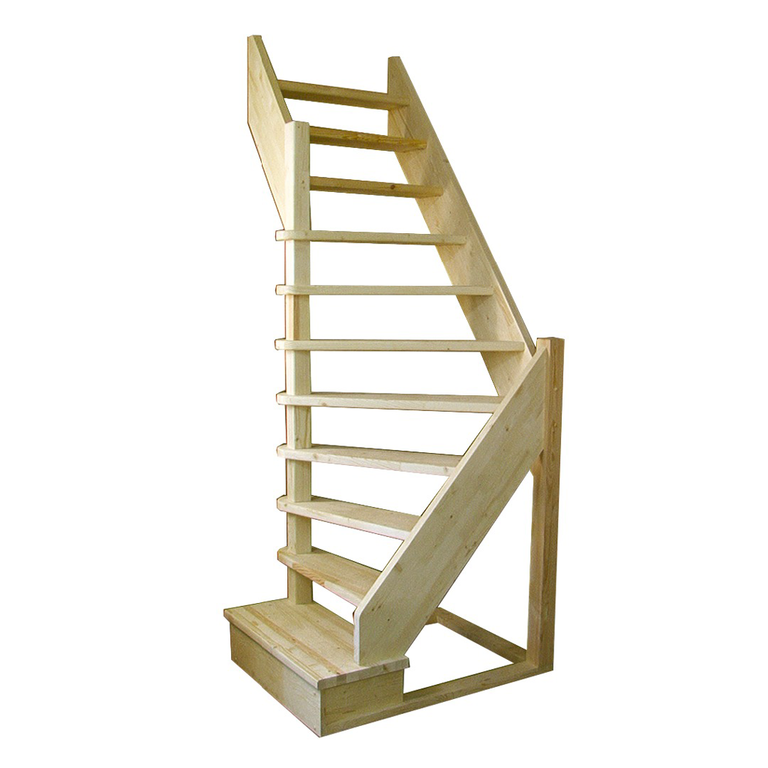 Деревянная межэтажная лестница с поворотом ЛЕС-92 универсальная