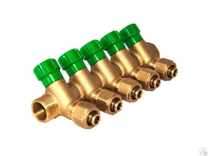 Коллектор с регулировочными вентилями 3/4\" на 16 (5 выходов), цена в ...