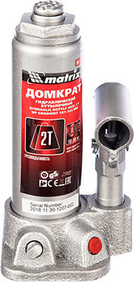 Домкрат гидравлический бутылочный Matrix 2 т h подъема 181–345 мм 50715