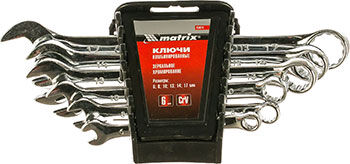 Набор ключей Matrix комбинированных 6 - 17 мм 6 шт. CrV 15414 полированный хром