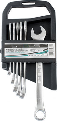 Набор ключей Stels комбинированных 8 - 17 мм 6 шт. CrV 15427 матовый хром