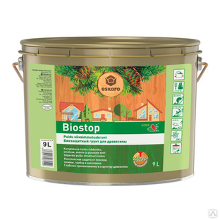 Биозащитный грунт для древесины "Eskaro Biostop" б/цв. 9л 