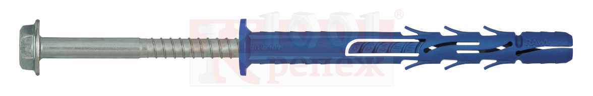 FF1-K Рамный фасадный дюбель KOELNER с шестигранным шурупом сталь c покрытием Delta KL 101, 10x300 мм (10 шт)