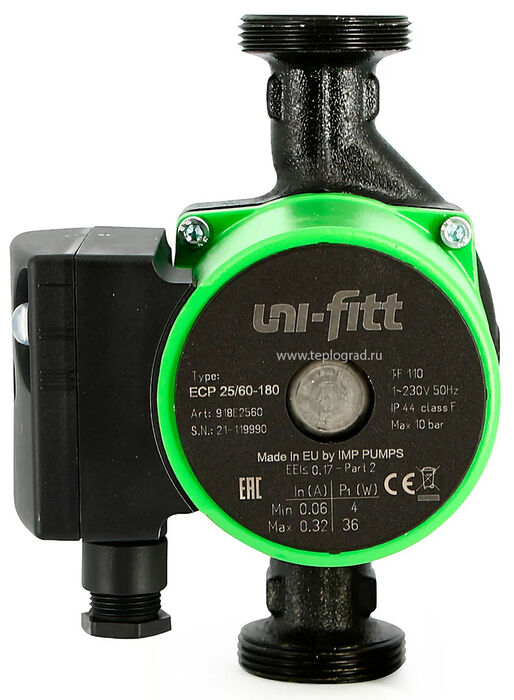 Uni-fitt ECP 25/60 180 с гайками циркуляционный насос