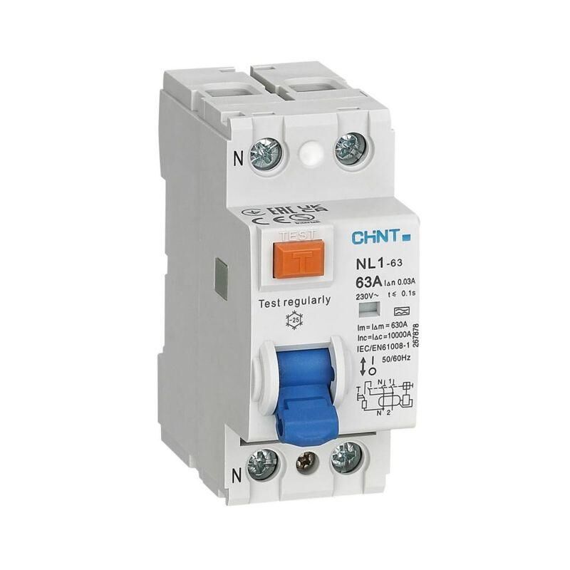 Выключатель дифференциального тока (УЗО) 2п 63 А 30мА тип AC 6кА NL1-63 (R) CHINT 200214