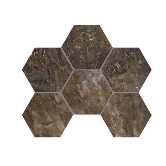Мозаика Estima Bernini Hexagon BR04 25x28,5 см полированная Dark Brown
