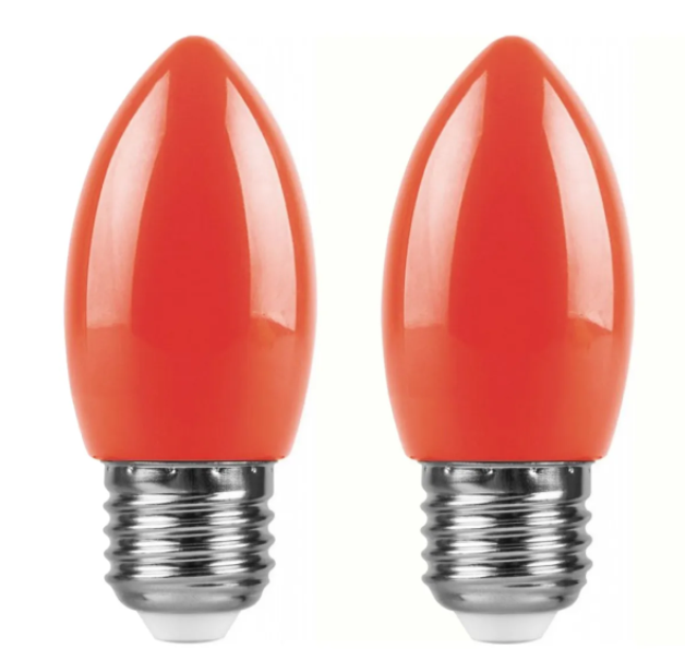Лампа светодиодная Feron LB-376, С35, 1Вт, 220В, Е27, красный