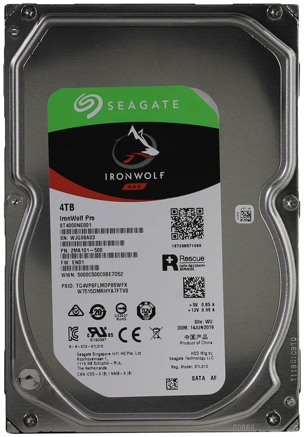 4TB Seagate Ironwolf Pro (ST4000NE001) {SATA 6.0Gb/s, 7200 rpm, 128mb buffer, 3.5",для NAS}