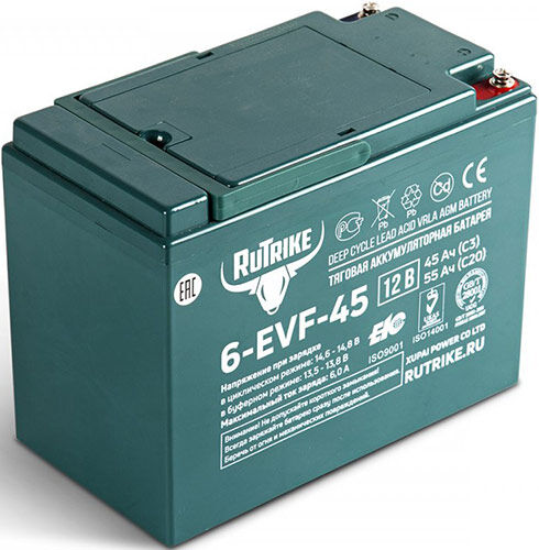 Тяговый гелевый аккумулятор Rutrike 6-EVF-45 (12V45A/H C3)
