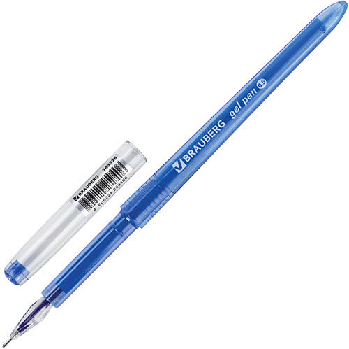 Ручка гелевая Brauberg DIAMOND синяя КОМПЛЕКТ 12 штук линия 25 мм (880421)