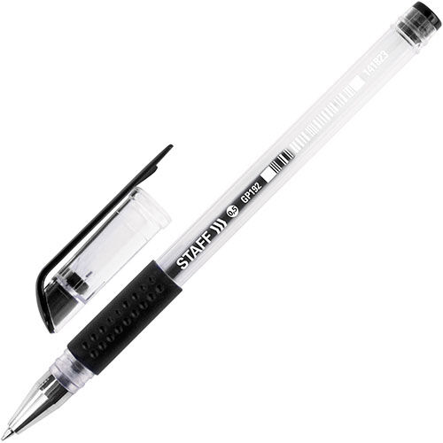 Ручка гелевая Staff EVERYDAY GP-192 черная выгодный комплект 12 штук линия 0.35 мм с грипом (880216)