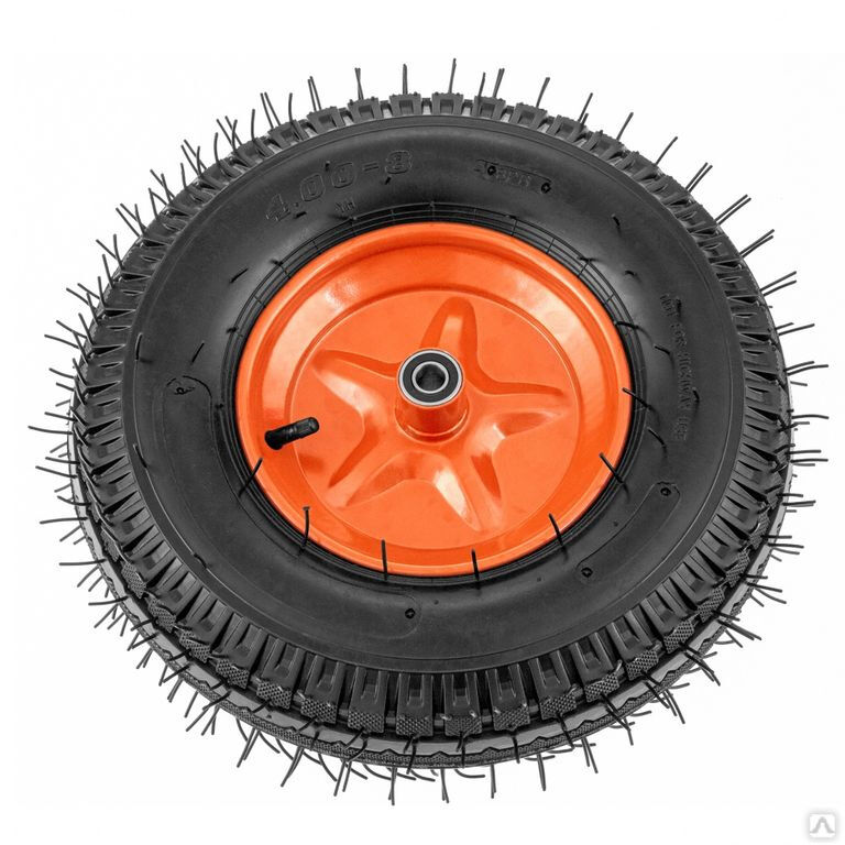 Колесо пневматическое усиленное, шина 8PR, 4.00-8 D400 мм, внутренний диаметр подшипника 20 мм, длина оси 90 мм Palisad