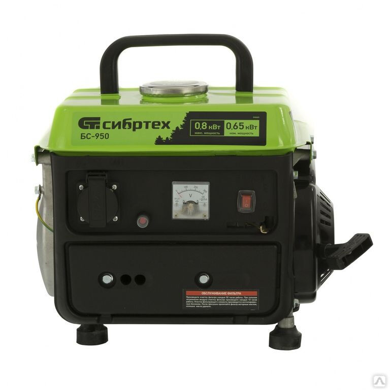 Генератор бензиновый БС-950 0.8 кВт 230 В 4 л ручной стартер Сибртех 4