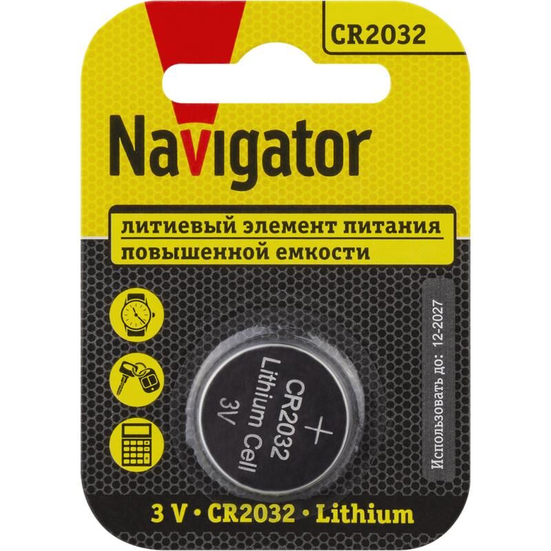 Элемент питания литиевый CR2032 93 823 NBT-CR2032-BP1 (блист.1шт) NAVIGATOR 93823 Navigator
