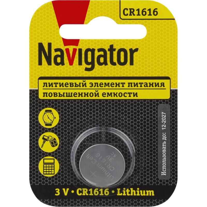 Элемент питания литиевый CR1616 93 826 NBT-CR1616-BP1 (блист.1шт) NAVIGATOR 93826 Navigator