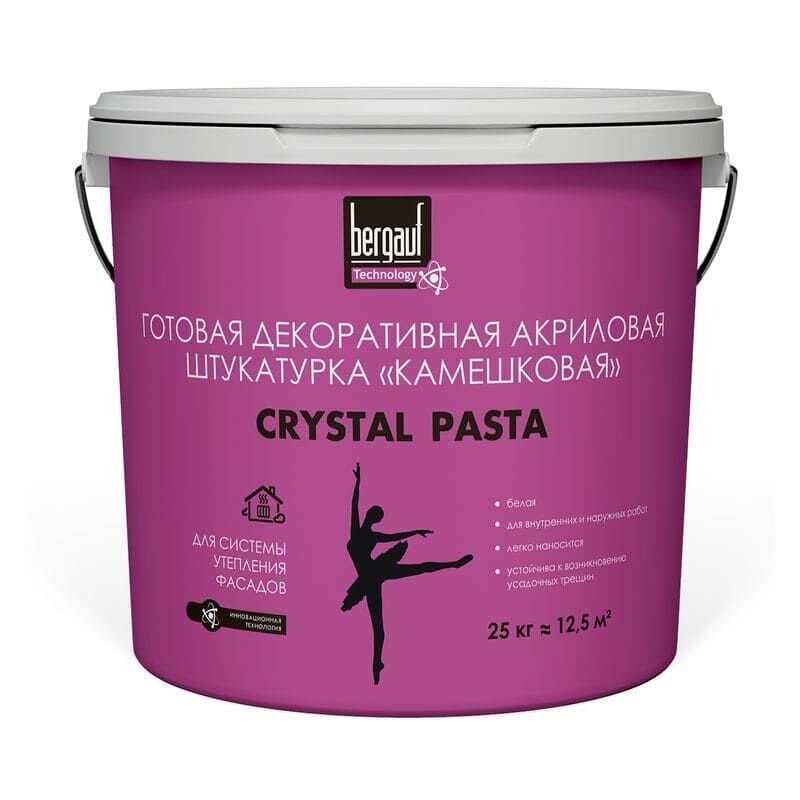 Bergauf Crystal Pasta готовая декоративная акриловая штукатурка с фактурой «камешковая» 1-1,5 мм, 25 кг