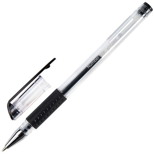 Ручка гелевая Brauberg Number One черная ВЫГОДНЫЙ КОМПЛЕКТ 12 штук линия 35 мм с грипом (880213)
