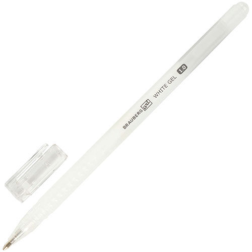 Ручка гелевая белая Brauberg White Pastel КОМПЛЕКТ 12 штук линия 0.5 мм (880209)