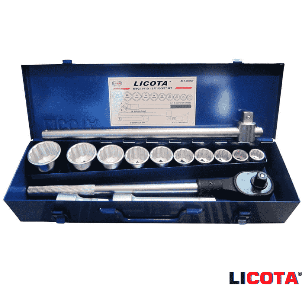 Набор инструмента 3/4" "LICOTA" 15 предм. 22-50 мм в метал. ящике 12гр.