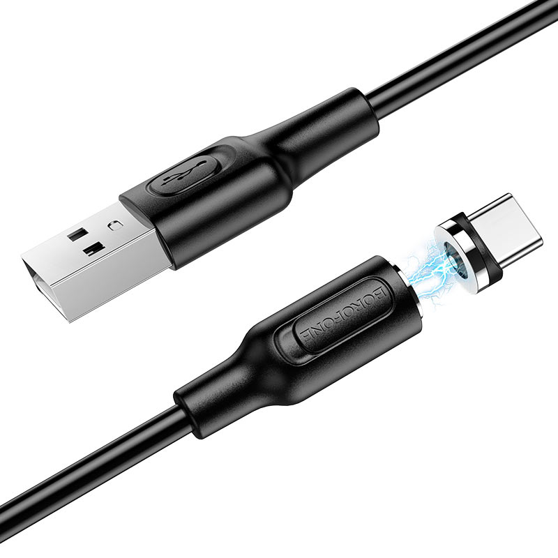 USB кабель шт.USB (A) - шт.Type-C "BoroFone" BX41, магнитный, 3.0A,1м, черный 2