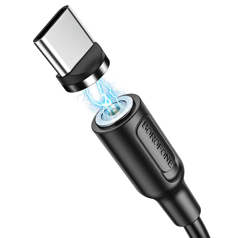 USB кабель шт.USB (A) - шт.Type-C "BoroFone" BX41, магнитный, 3.0A,1м, черный 5