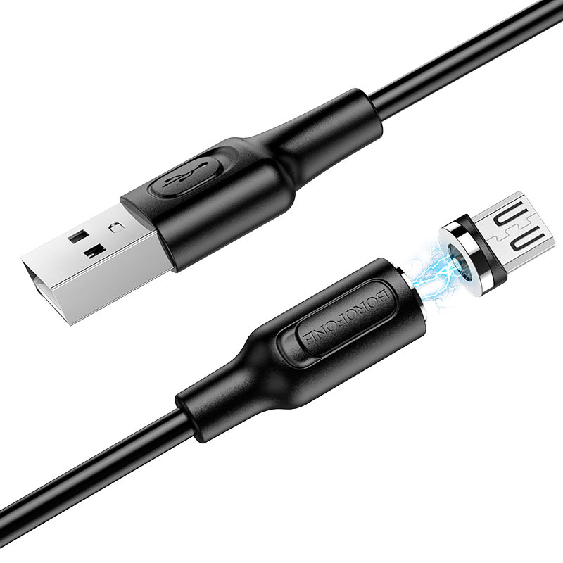 USB кабель для зарядки micro USB "BoroFone" BX41, магнитный, 2.4A 1,0м, черный 4