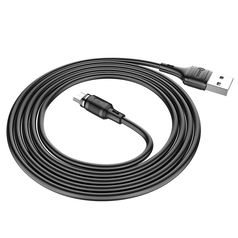 USB кабель для зарядки micro USB "Hoco" X52 (резиновый, магнитный , поворотный) 2.4A, 1м, чёрный