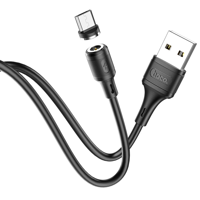 USB кабель для зарядки micro USB "Hoco" X52 (резиновый, магнитный , поворотный) 2.4A, 1м, чёрный 4