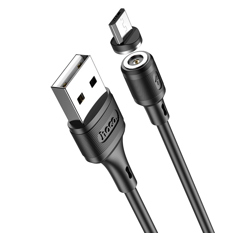USB кабель для зарядки micro USB "Hoco" X52 (резиновый, магнитный , поворотный) 2.4A, 1м, чёрный 6
