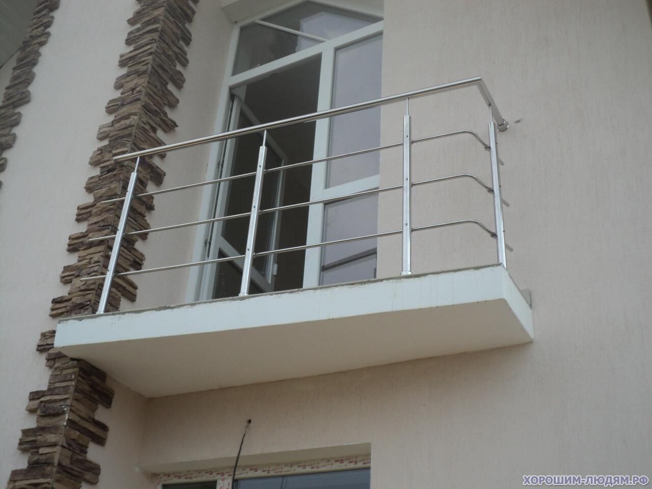 Перильное ограждение на балкон, металлическое, сварное, из нержавеющей стали (304 марка)