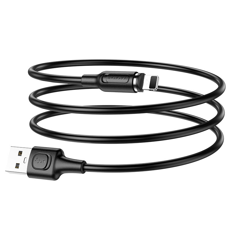 USB кабель шт.USB (A) - шт.Lightning 1,0м, 2,4А магнитный, чёрный BX41 "BoroFone" 1