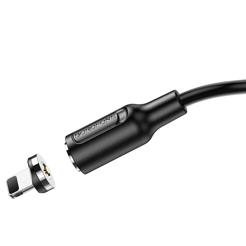 USB кабель шт.USB (A) - шт.Lightning 1,0м, 2,4А магнитный, чёрный BX41 "BoroFone" 6