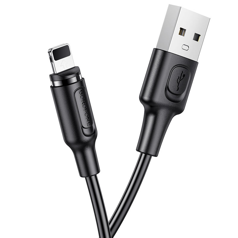 USB кабель шт.USB (A) - шт.Lightning 1,0м, 2,4А магнитный, чёрный BX41 "BoroFone" 8