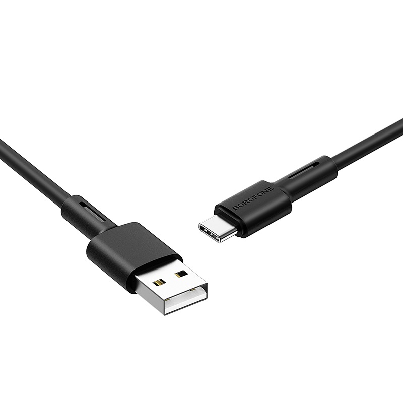 USB кабель шт.USB (A) - шт.Type-C "Borofone" BX31 силикон особо прочный (черный) 3,0A, 1м 1