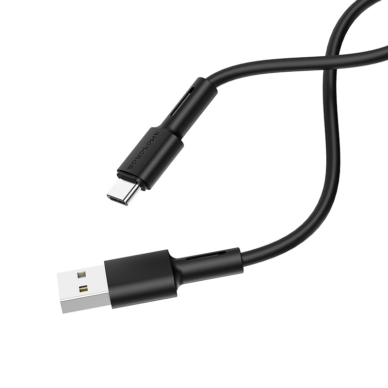 USB кабель шт.USB (A) - шт.Type-C "Borofone" BX31 силикон особо прочный (черный) 3,0A, 1м 2
