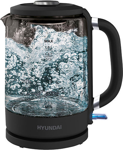 Чайник электрический Hyundai HYK-G3402 1.7 л. серый/серебристый