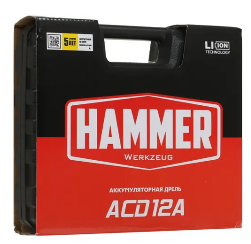 Дрель аккумуляторная HAMMER FLEX ACD12А 12В 2*1.5Ач 23Нм