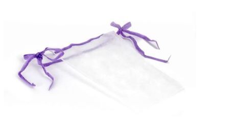 Трусики женские бикини на завязках (25) Спанбонд белые/фиолетовые