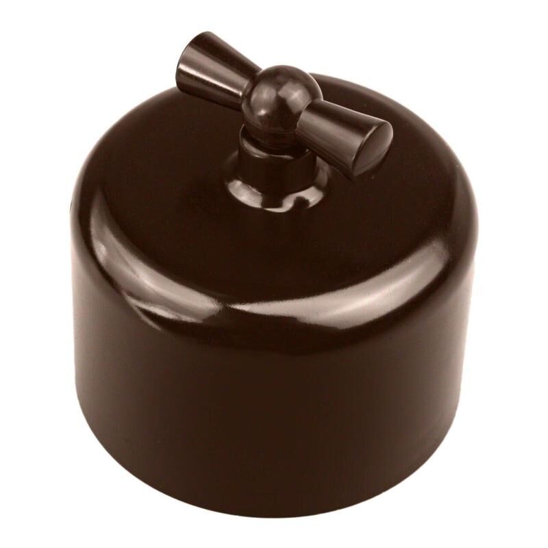 Выключатель поворотный 1-клавишный ретро пластик цвет коричневый Bironi R1-210-22