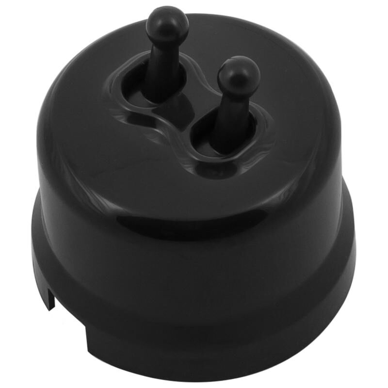 Выключатель 2-клавишный (тумблерный) пластик цвет черный Bironi B1-232-23