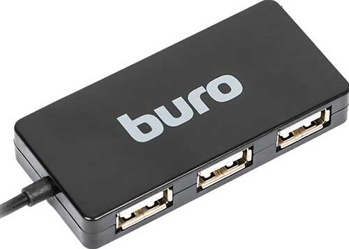 Разветвитель USB Buro BU-HUB4-U2.0-Slim 4 порта черный