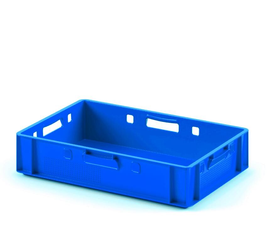 Ящик пластиковый мясной Е1 600х400х120 мм морозостойкий (Синий)