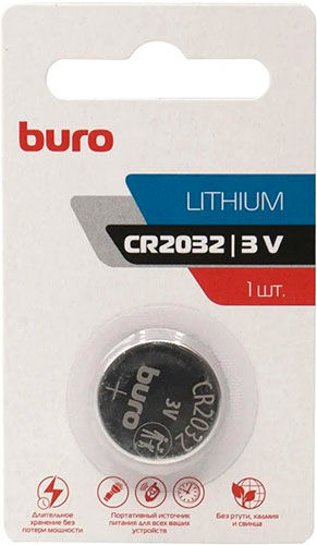 Батарейка Buro Lithium CR2032 1 штука блистер
