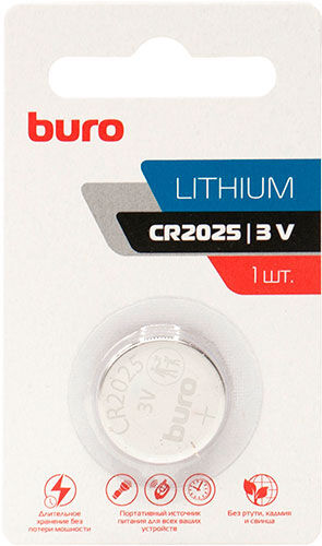 Батарейка Buro Lithium CR2025 1 штука блистер