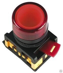 Кнопка ABLF-22 красный d22мм неон 240 В 1з+1р, ИЭК BBT10-ABLF-K04 