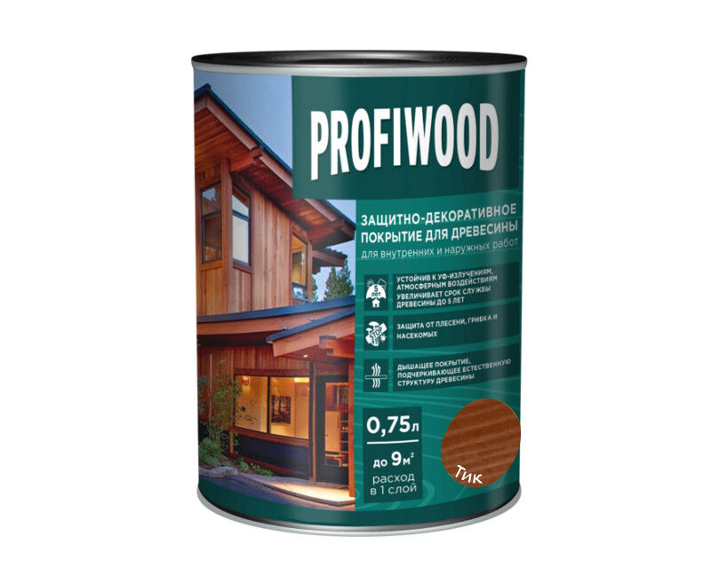 Защитно-декоративное покрытие для древесины PROFIWOOD Тик 0,75л