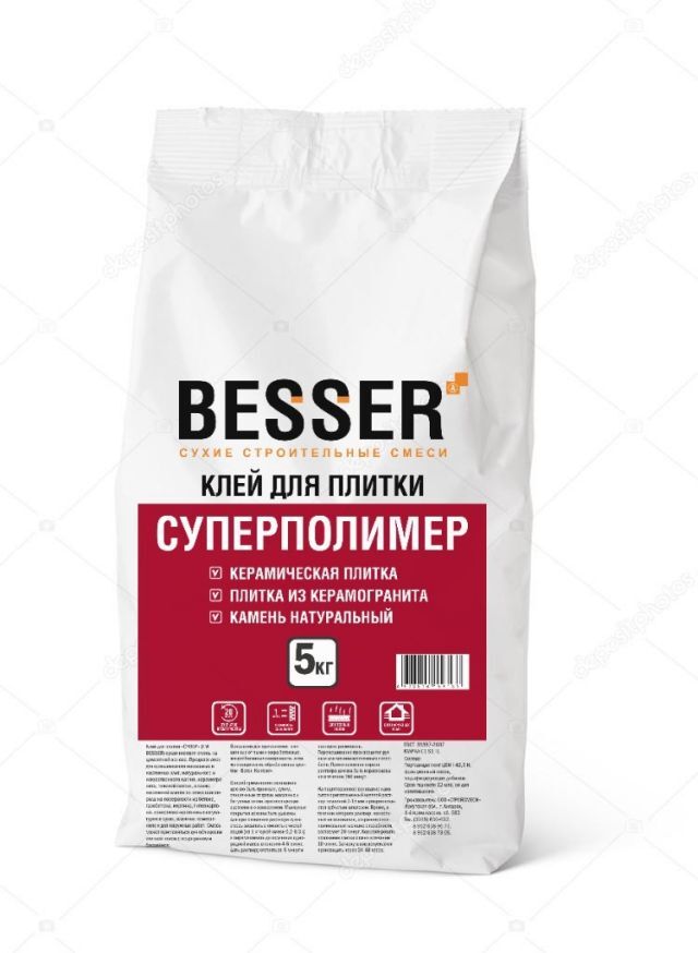 Клей BESSER для плитки "Суперполимер" для керамогранита 5 кг /4/