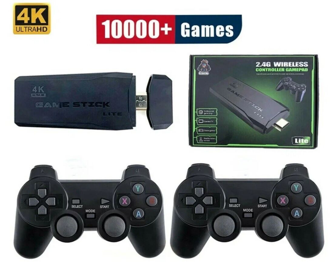 Игровая приставка 2.4G Wireless Gamepad, 8Bit/16Bit/PS1/PS2, два беспроводных джойстика,HDMI, 64Гб, 10000 встроенных игр 3