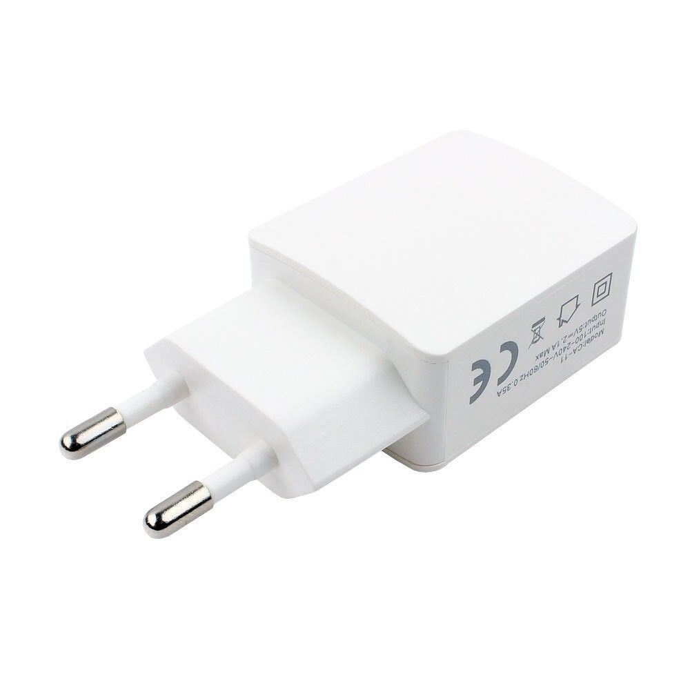 Адаптер постоянного тока 220В с USB - выходом 2гн.USB 5V, 2,1A (белый) "Cablexpert" 2