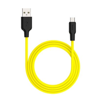 USB кабель для зарядки micro USB "Hoco" X21 Plus (особо прочный, желтый) 2.4A, 1м
